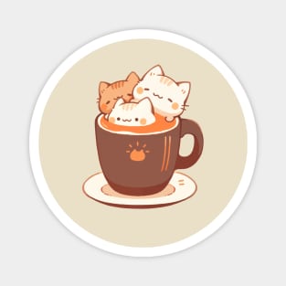 Kawaii kittens in hot chocolate cup Magnet